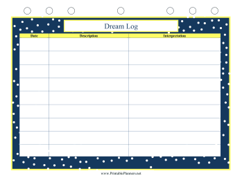 Printable Dream Log