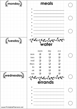 Printable Errands Bullet Journal Mon-Wed