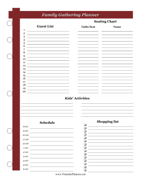 Printable Family Gathering Planner