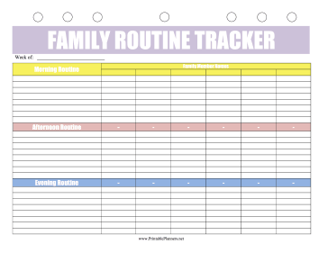 Printable Family Routine Tracker