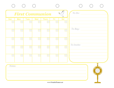 Printable First Communion Event Planner