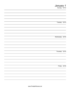 Printable Five Year Journal (Starts 2012)