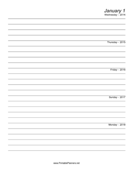 Printable Five Year Journal (Starts 2014)