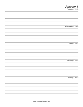 Printable Five Year Journal (Starts 2019)