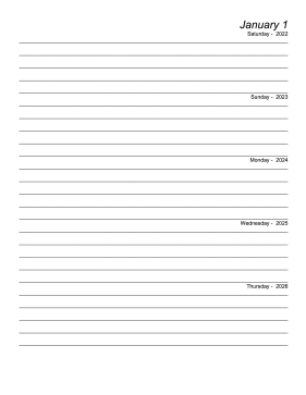 Printable Five Year Journal (Starts 2022)