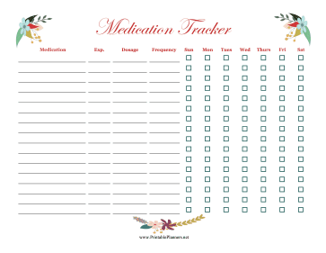 Printable Floral Medication Tracker