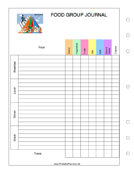 Printable Food Group Journal - Left