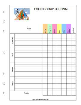 Printable Food Group Journal