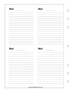 Printable Four Weeks On A Page Journal - Left