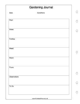 Printable Gardening Journal - Left