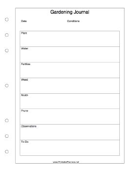 Printable Gardening Journal