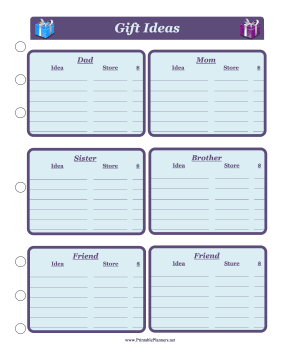 Printable Gift Idea Planner