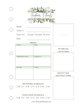 Printable Indoor Plants Planner