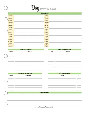 Printable Infant Daily Schedule