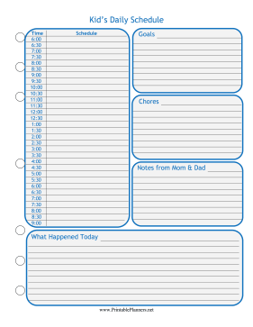 Printable Kids Planner — Blue