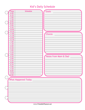 Printable Kids Planner — Pink