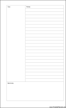 Printable Large Cahier Planner Cornell Note Page - Right