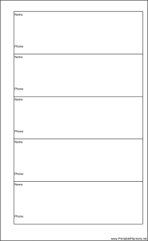 Printable Large Cahier Planner Phone List - Right