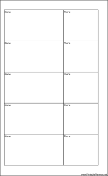 Printable Large Cahier Planner Phone List Two Columns - Left