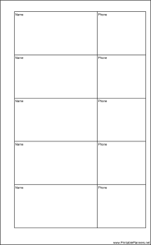 Printable Large Cahier Planner Phone List Two Columns - Right