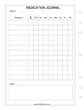 Printable Medication Journal - Left