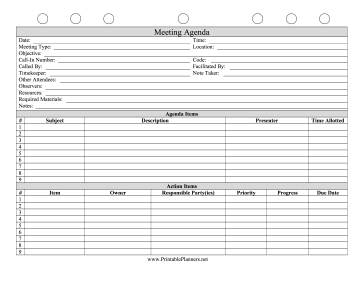 Printable Meeting Agenda