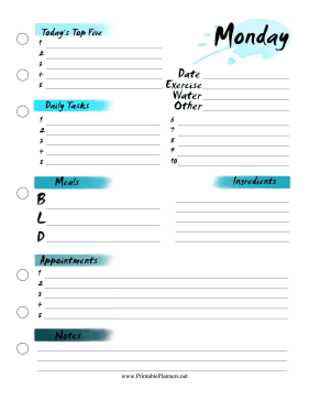 Printable Monday Planner