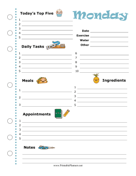 Printable Monday Planner Kawaii