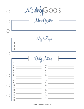 Printable Monthly Goal Planner