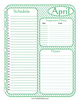 Printable Monthly Planner April