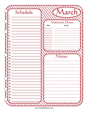 Printable Monthly Planner March