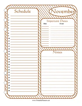 Printable Monthly Planner November