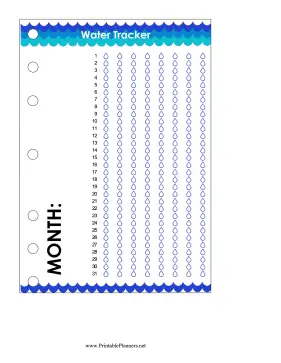 Printable Monthly Water Tracker A5