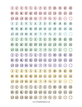 Printable Numbers And Characters Outline Stickers