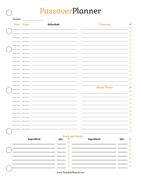 Printable Passover Planner