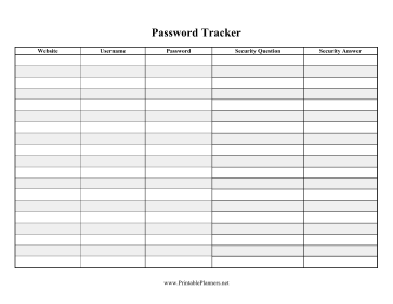 Password Tracker With Security Questions