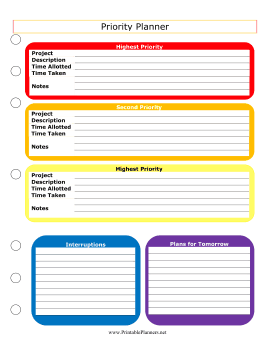 Printable Priority Planner