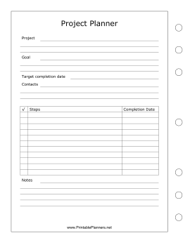 Printable Project Planner - Left