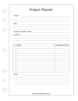 Printable Project Planner