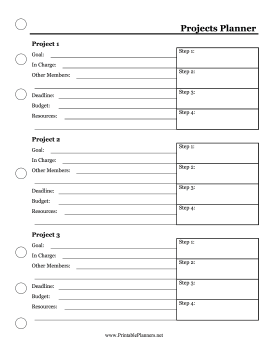 Printable Projects Planner