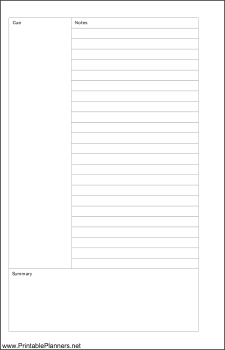 Printable Small Cahier Planner Cornell Note Page - Left