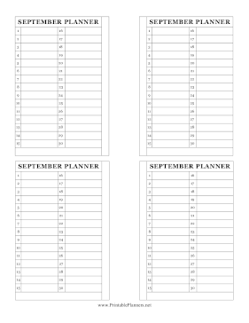 Printable Small Monthly Planner September