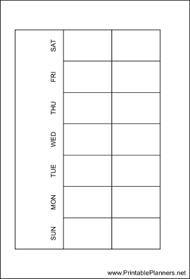 Printable Small Organizer Monthly Planner-Month On Two Pages - Left (landscape)