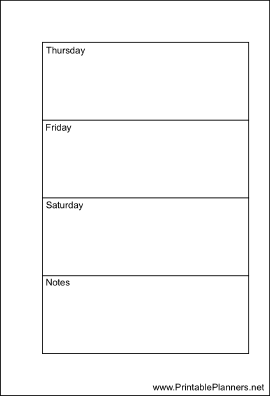 Printable Small Organizer Weekly Planner-Week On Two Pages - Right