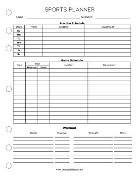 Printable Sports Planner