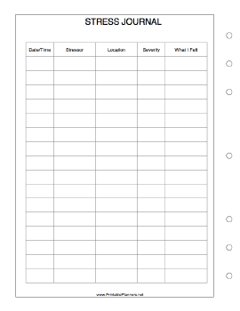 Printable Stress Journal - Left