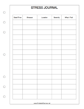 Printable Stress Journal