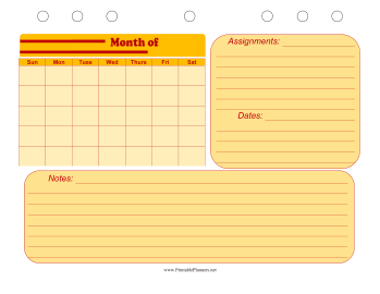 Printable Student Planner — Calendar with Notes