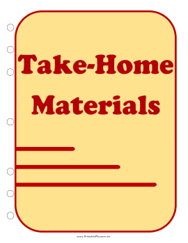 Printable Student Planner — Take-Home Materials (cover page)