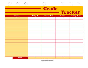 Printable Student Planner — Grade Tracker